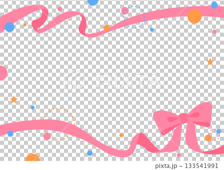 Ribbon decoration frame, circular object, pop design 133541991