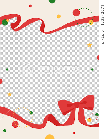 Ribbon decoration frame, circular object, pop design 133542078