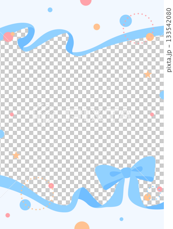 Ribbon decoration frame, circular object, pop design 133542080