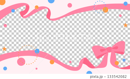 Ribbon decoration frame, circular object, pop design 133542082