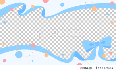 Ribbon decoration frame, circular object, pop design 133542083