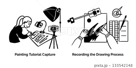 Cartoon Painting Tutorial Capture and Recoding...のイラスト素材 [133542148 ...