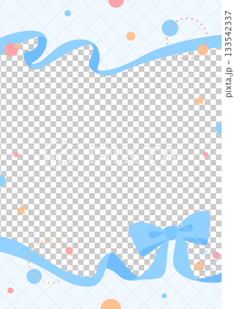 Ribbon decoration frame, circular object, pop design 133542337