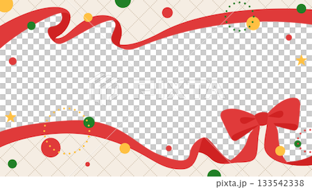 Ribbon decoration frame, circular object, pop design 133542338