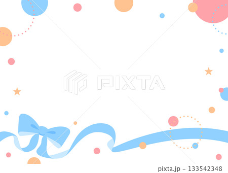 リボンのデコレーションフレーム、円形オブジェクト、ポップなデザイン 133542348