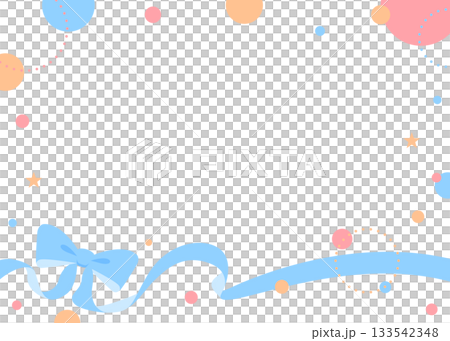 Ribbon decoration frame, circular object, pop design 133542348