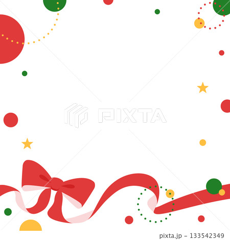 リボンのデコレーションフレーム、円形オブジェクト、ポップなデザイン 133542349