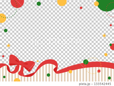 リボンのデコレーションフレーム、円形オブジェクト、ポップなデザイン 133542445