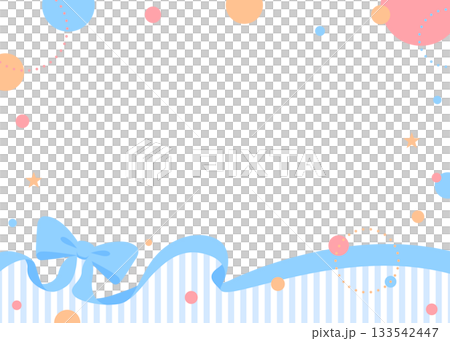 リボンのデコレーションフレーム、円形オブジェクト、ポップなデザイン リボンのデコレーションフレーム、円形オブジェクト、ポップなデザイン 133542447