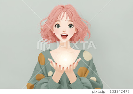 絵美シリーズ:AIサイバー娘 光る球体を見せる笑顔の絵美 絵美シリーズ:AIサイバー娘 光る球体を見せる笑顔の絵美 133542475