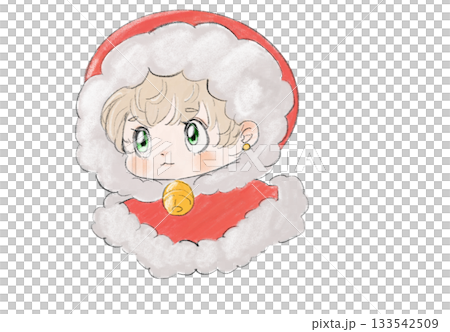 女孩裝扮成聖誕老人 133542509