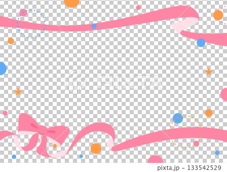 Ribbon decoration frame, circular object, pop design 133542529