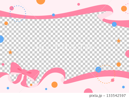 Ribbon decoration frame, circular object, pop design 133542597