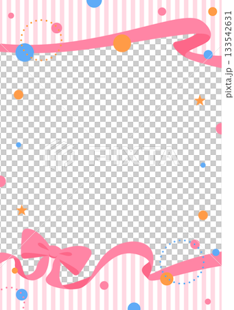 Ribbon decoration frame, circular object, pop design 133542631