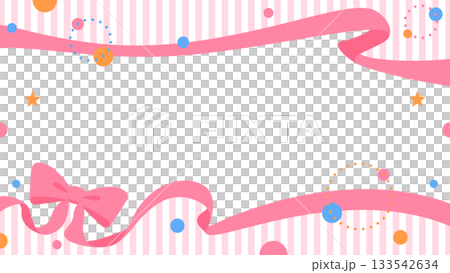 Ribbon decoration frame, circular object, pop design 133542634