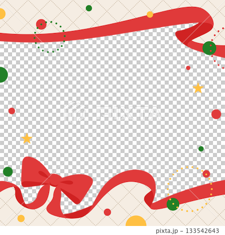 Ribbon decoration frame, circular object, pop design 133542643