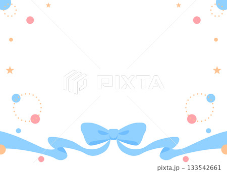 リボンのデコレーションフレーム、円形オブジェクト、ポップなデザイン 133542661