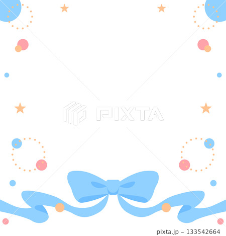 リボンのデコレーションフレーム、円形オブジェクト、ポップなデザイン 133542664