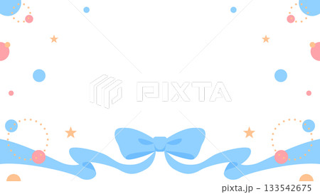 リボンのデコレーションフレーム、円形オブジェクト、ポップなデザイン 133542675