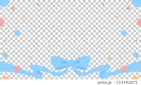 リボンのデコレーションフレーム、円形オブジェクト、ポップなデザイン 133542675