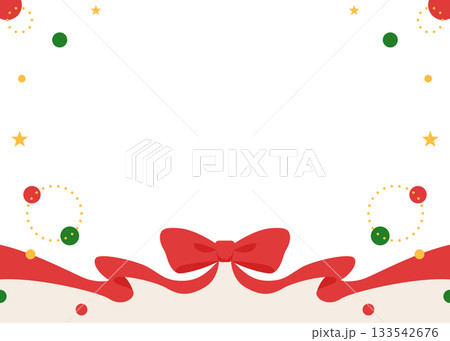 リボンのデコレーションフレーム、円形オブジェクト、ポップなデザイン 133542676