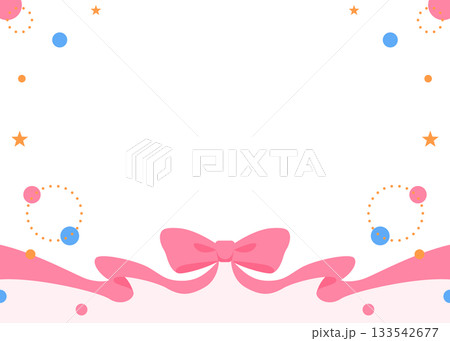 リボンのデコレーションフレーム、円形オブジェクト、ポップなデザイン 133542677