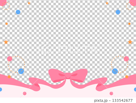 リボンのデコレーションフレーム、円形オブジェクト、ポップなデザイン 133542677