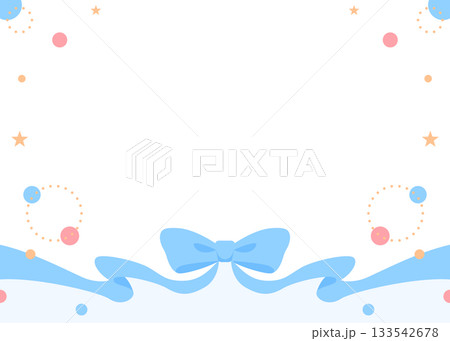 リボンのデコレーションフレーム、円形オブジェクト、ポップなデザイン 133542678