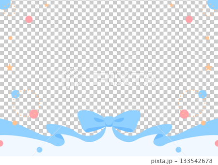 リボンのデコレーションフレーム、円形オブジェクト、ポップなデザイン 133542678