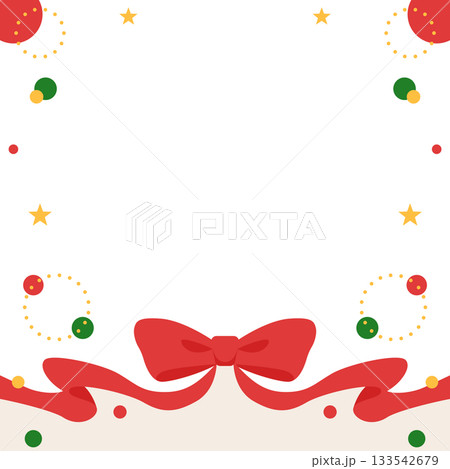 リボンのデコレーションフレーム、円形オブジェクト、ポップなデザイン 133542679