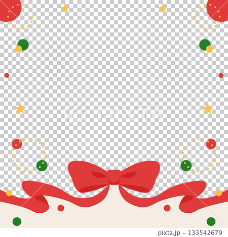 リボンのデコレーションフレーム、円形オブジェクト、ポップなデザイン 133542679