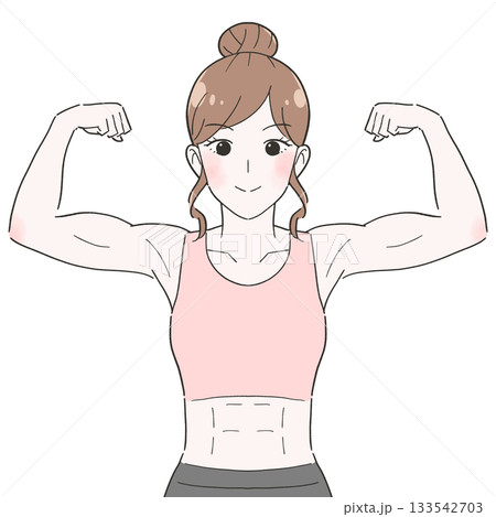 筋肉隆々の女性のイラスト 筋肉隆々の女性のイラスト 133542703