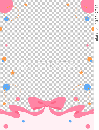 Ribbon decoration frame, circular object, pop design 133542716