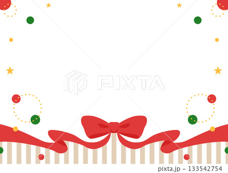 リボンのデコレーションフレーム、円形オブジェクト、ポップなデザイン 133542754