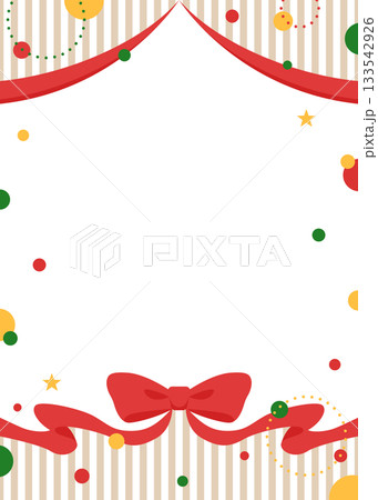 リボンのデコレーションフレーム、円形オブジェクト、ポップなデザイン 133542926