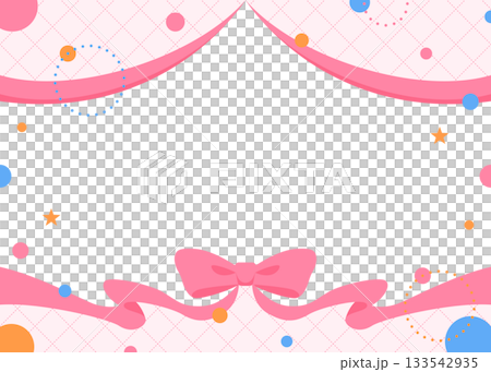 Ribbon decoration frame, circular object, pop design 133542935
