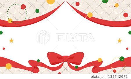 リボンのデコレーションフレーム、円形オブジェクト、ポップなデザイン 133542971