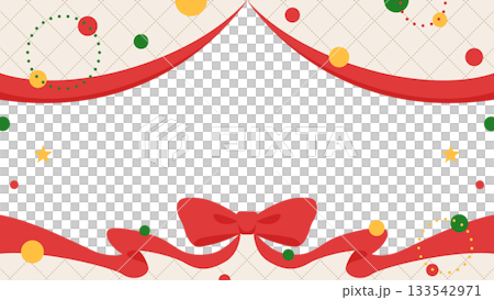 リボンのデコレーションフレーム、円形オブジェクト、ポップなデザイン 133542971