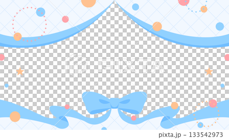 絲帶裝飾框，圓形物體，波普設計 133542973