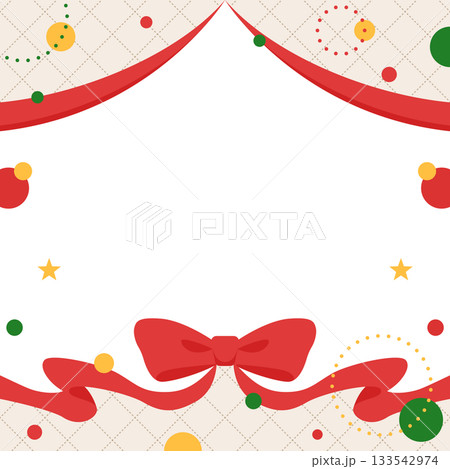 リボンのデコレーションフレーム、円形オブジェクト、ポップなデザイン リボンのデコレーションフレーム、円形オブジェクト、ポップなデザイン 133542974