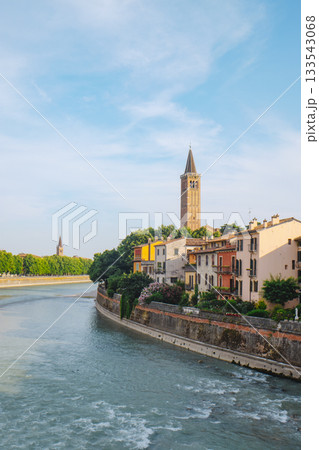 the Adige River beside the Citta Antica in Verona 133543068