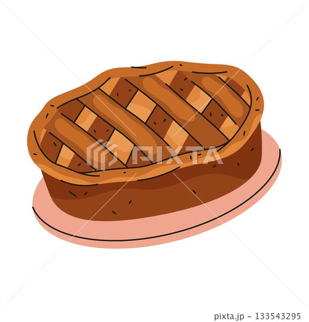 Vector apple pie icon. American baked fruit dessert. Autumn thanksgiving pastry or traditional family oven sweets. Homemade holiday cake for holiday or festive celebration. Vegetarian nutrition recipe Vector apple pie icon. American baked fruit dessert. Autumn thanksgiving pastry or traditional family oven sweets. Homemade holiday cake for holiday or festive celebration. Vegetarian nutrition recipe 133543295