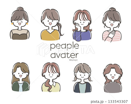 色々なファッションのオシャレな女性のイラストセット 色々なファッションのオシャレな女性のイラストセット 133543307