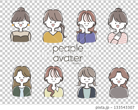 色々なファッションのオシャレな女性のイラストセット 色々なファッションのオシャレな女性のイラストセット 133543307