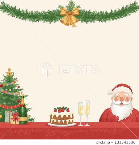 1人クリスマスパーティーをするサンタクロース 1人クリスマスパーティーをするサンタクロース 133543330