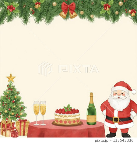 1人クリスマスパーティーをするサンタクロース 1人クリスマスパーティーをするサンタクロース 133543336