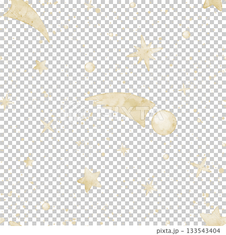 Seamless star watercolor pattern with comets and pastel splashes on sky background. Illustration of childish backdrop for bed linen or textile. Soft celestial design for nursery wallpaper. Seamless star watercolor pattern with comets and pastel splashes on sky background. Illustration of childish backdrop for bed linen or textile. Soft celestial design for nursery wallpaper. 133543404