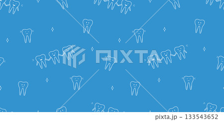 Cartoon teeth seamless pattern. Dentistry background, vector illustration medical concept. 133543652