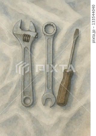 工具シリーズ:布の上に置かれた工具の静物構図 工具シリーズ:布の上に置かれた工具の静物構図 133544040