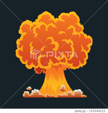Explosion animation. Animation for game of the explosion effect. Cartoon animation for game. Exploding effect. Hand drawn vector illustration 133544225